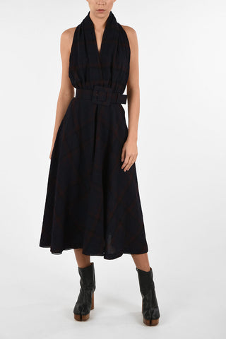 MM4 Bare Back Tartan Halterneck Dress