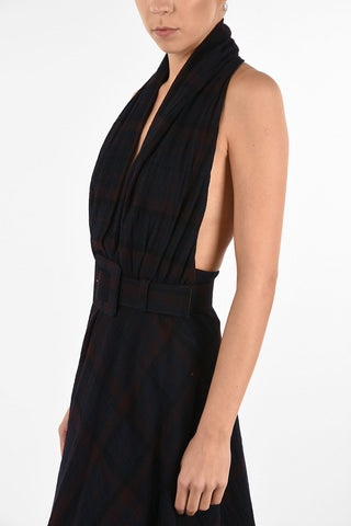 MM4 Bare Back Tartan Halterneck Dress