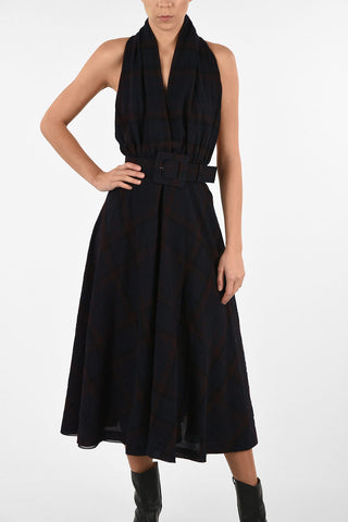 MM4 Bare Back Tartan Halterneck Dress