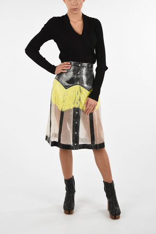 MM0 High-Rise Below Knee Skirt With Snap Button
