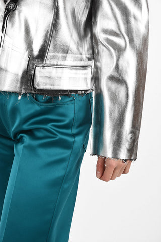 MM6 Metallic Faux Leather Center Vent Blazer