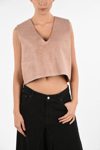 MM6 Knit Cropped Top With V-Neck