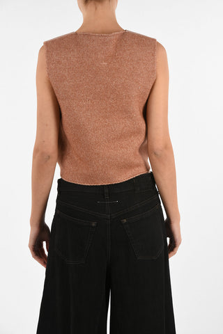 MM6 Knit Cropped Top With V-Neck