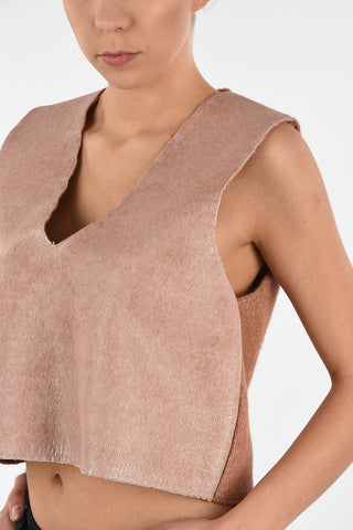 MM6 Knit Cropped Top With V-Neck