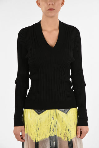 MM4 Ribbed Slim Fit Sweater with V-Neck