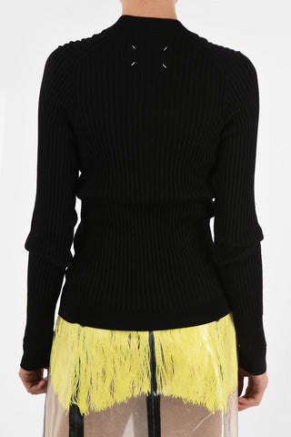 MM4 Ribbed Slim Fit Sweater with V-Neck