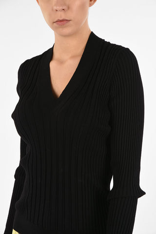 MM4 Ribbed Slim Fit Sweater with V-Neck