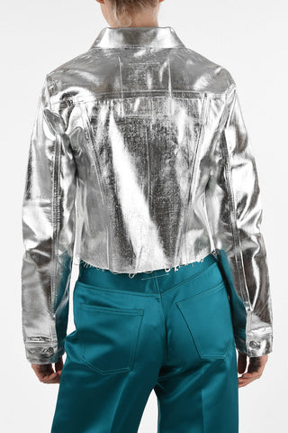 MM6 Metallic Faux Leather Cropped Jacket