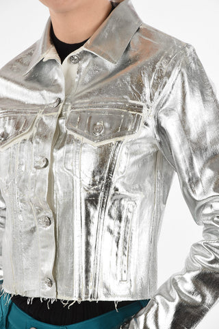 MM6 Metallic Faux Leather Cropped Jacket
