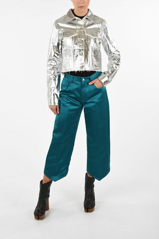 MM6 Metallic Faux Leather Cropped Jacket