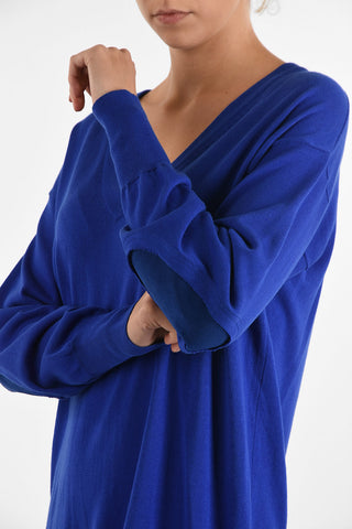 MM4 Knit  V-Neck Dress with Suede Leather Details