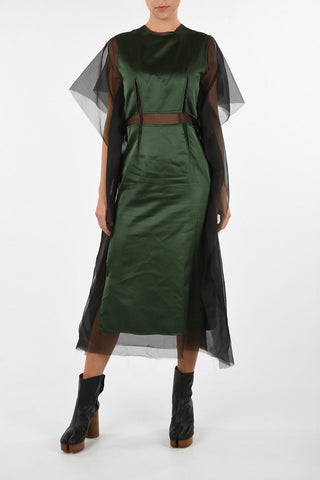 MM4 Split-back Hem Satin and Tulle Cut Out Dress