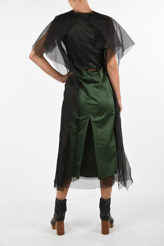 MM4 Split-back Hem Satin and Tulle Cut Out Dress