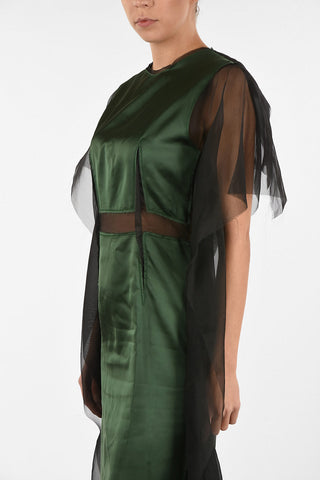 MM4 Split-back Hem Satin and Tulle Cut Out Dress