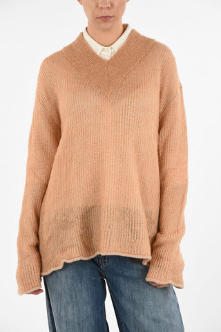MM6 V-neck Openwork Sweater