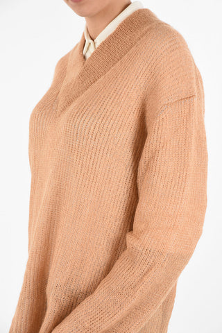 MM6 V-neck Openwork Sweater