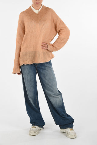 MM6 V-neck Openwork Sweater