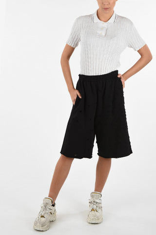 MM6 Cotton Jersey Distressed Bermuda