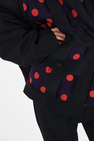 MM1 Polka Dots Oversize Silk Double Breasted Blazer
