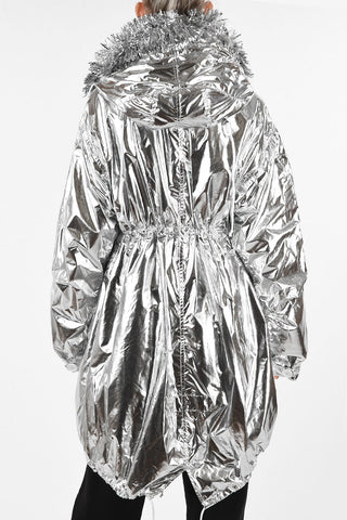 MM6 Metallic Faux Leather Jacket with Removable Hood