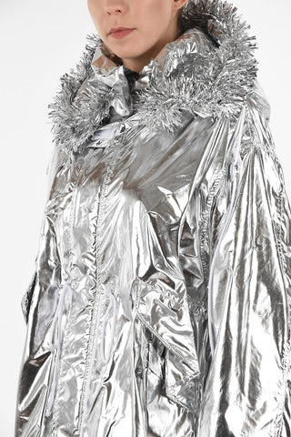 MM6 Metallic Faux Leather Jacket with Removable Hood
