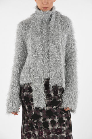 MM6 Eyelash Knit Tie Neck Sweater