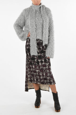 MM6 Eyelash Knit Tie Neck Sweater