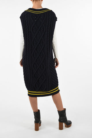 MM1 V-Neck Cable Knit Below Knee Dress
