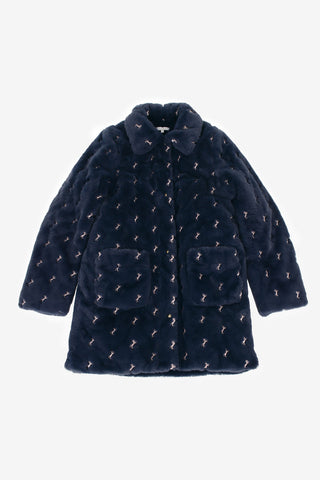 faux fur balmacaan coat
