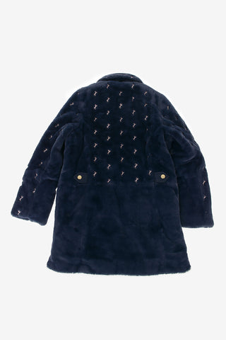 faux fur balmacaan coat