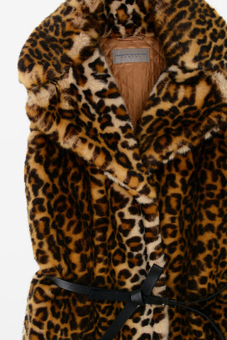 cheetah-print faux fur Coat with Belt