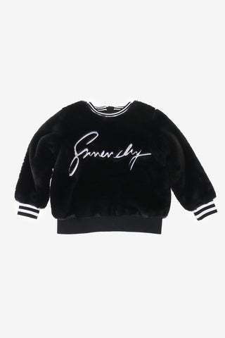 faux fur crew-neck sweater with Back Clousure