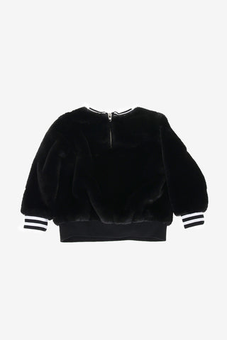 faux fur crew-neck sweater with Back Clousure