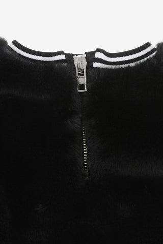 faux fur crew-neck sweater with Back Clousure