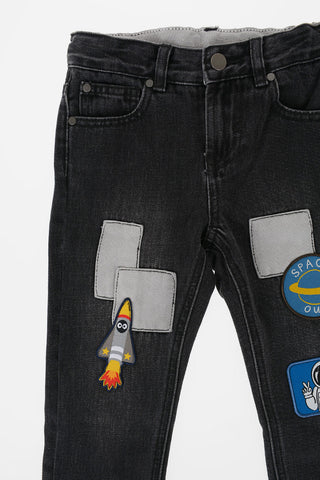 Jeans with Patches Embroidered