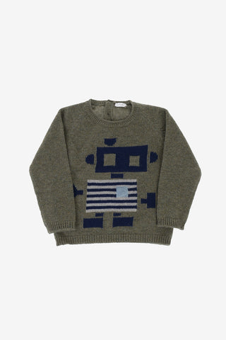 Robot Embroidered crew-neck sweater