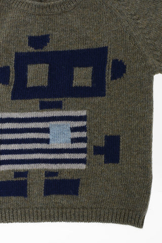 Robot Embroidered crew-neck sweater
