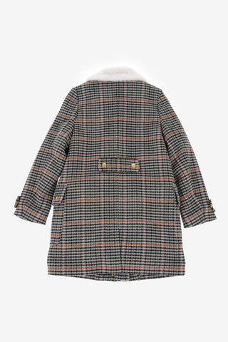 houndstooth coat with Faux Fur applications