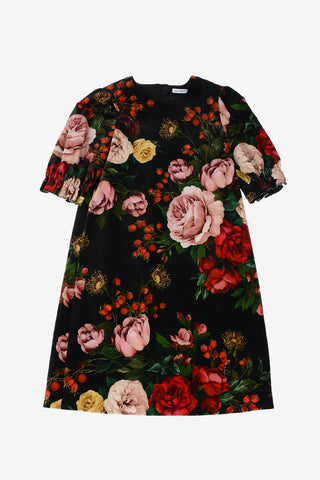 floral-print velvet BAROCCO dress with Zip Back Closure