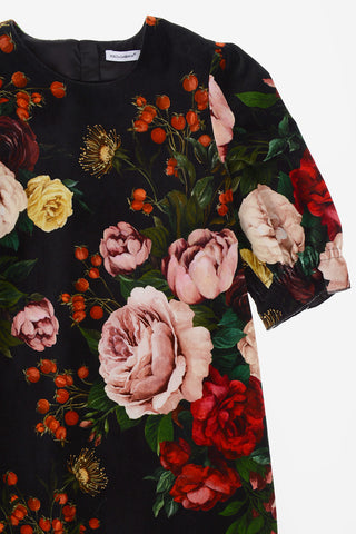 floral-print velvet BAROCCO dress with Zip Back Closure