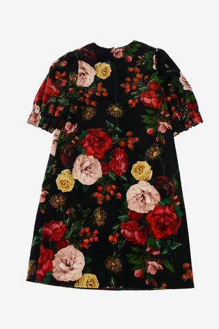 floral-print velvet BAROCCO dress with Zip Back Closure