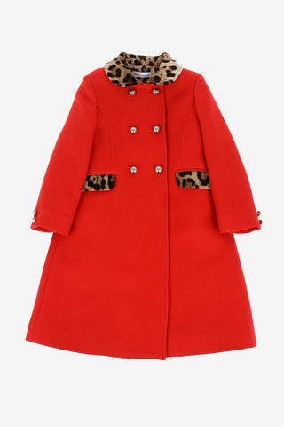 Double Breasted balmacaan coat With Cheetah-print Details