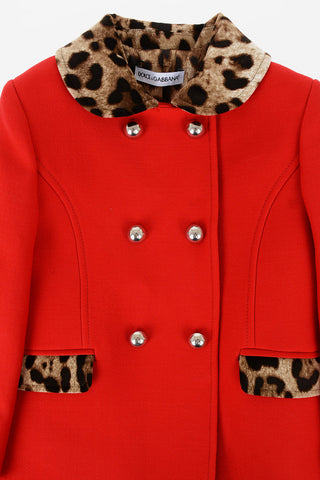 Double Breasted balmacaan coat With Cheetah-print Details