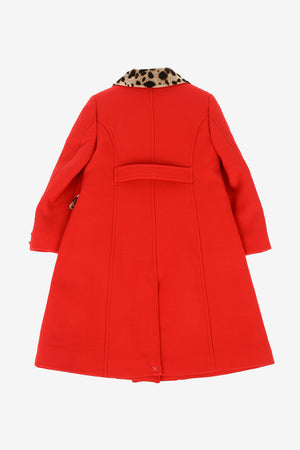 Double Breasted balmacaan coat With Cheetah-print Details