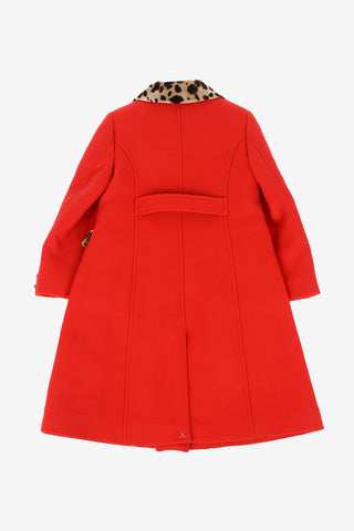 Double Breasted balmacaan coat With Cheetah-print Details