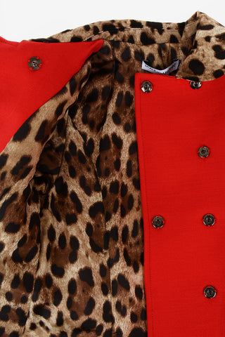 Double Breasted balmacaan coat With Cheetah-print Details