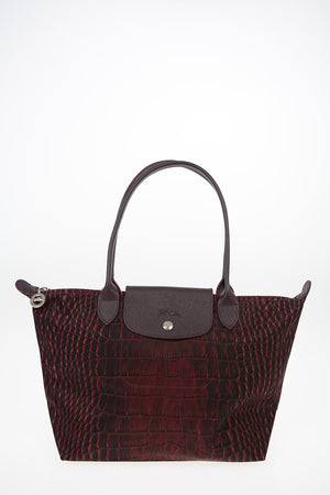 Crocodile Print LE PLIAGE Bag With Double Handle 
