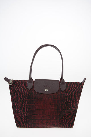 Crocodile Print LE PLIAGE Bag With Double Handle