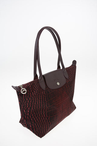 Crocodile Print LE PLIAGE Bag With Double Handle