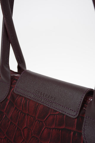 Crocodile Print LE PLIAGE Bag With Double Handle